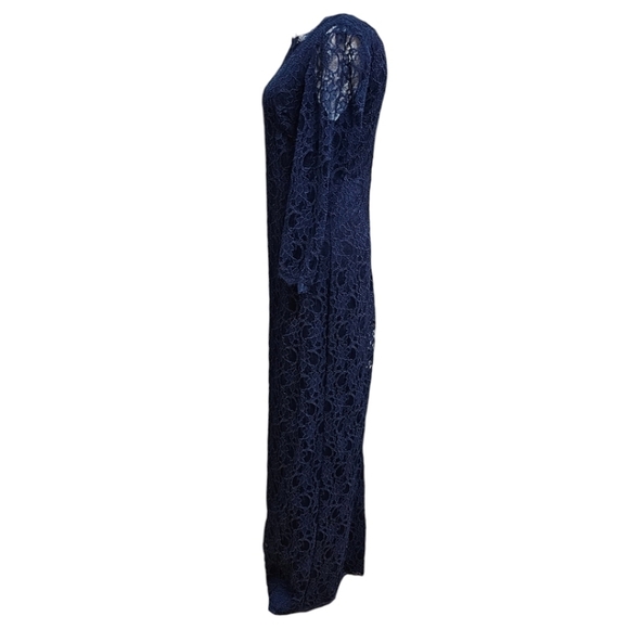 Joseph Ribkoff Lace Maxi Evening Dress Navy Size 8 Formal Party Elegant Glamour - Picture 4 of 16